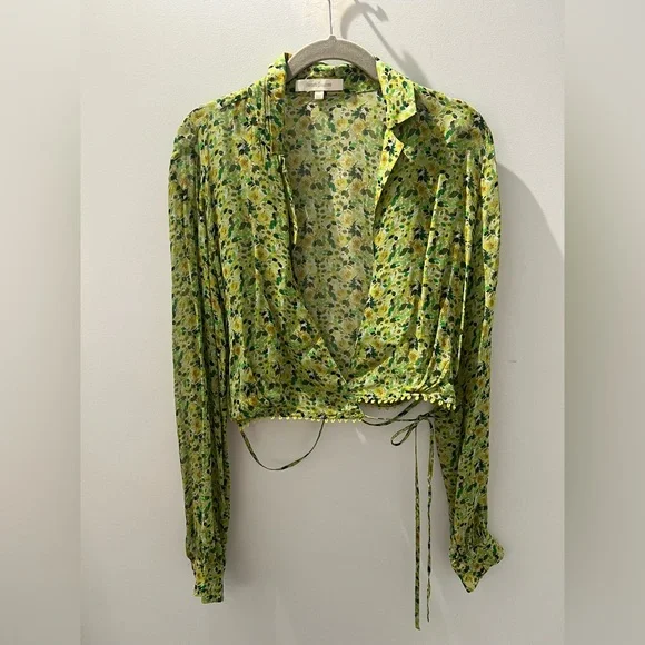 Favorite Daughter The Lover Wrap Top Floral Viscose Chiffon Blouse Size S - Picture 4 of 9